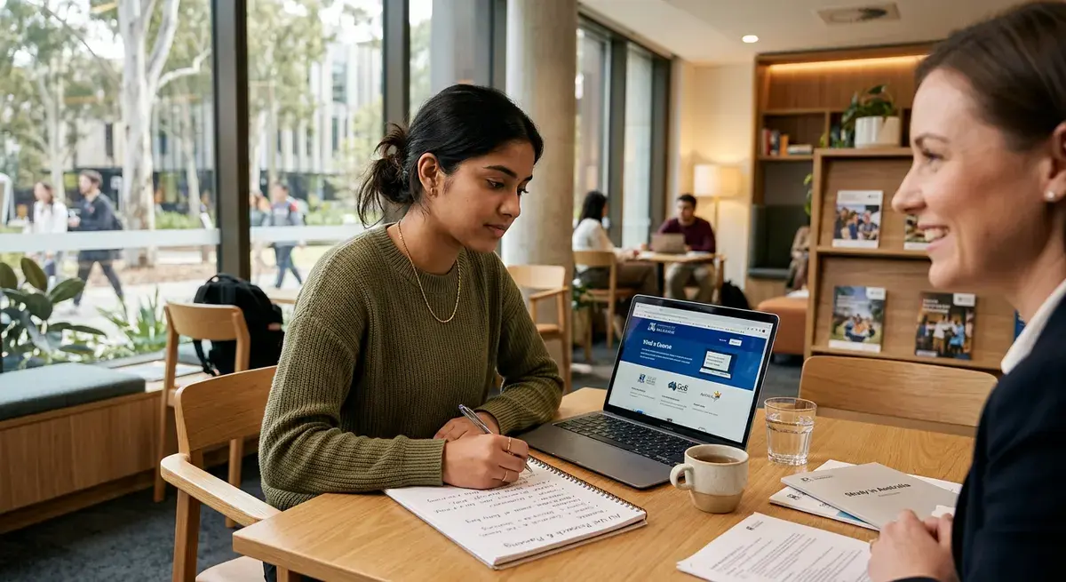 Indian student reviewing Australian university and study options for 2026